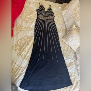 Xscape Black Sleeveless Halter Prom Gown